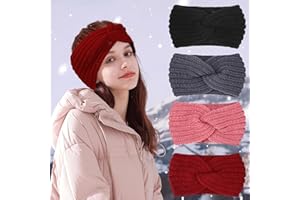 ZOFORY 4 opaski na głowę dla kobiet – ciepłe dzianinowe ocieplacze na uszy – elastyczne opaski do włosów