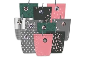 PANSIBY Adventskalender zum Befüllen, 24 Weihnachtskalender Geschenktüten zum Selbst Füllen, Advents Tüten mit Zahlensticker zum Selbstbefüllen