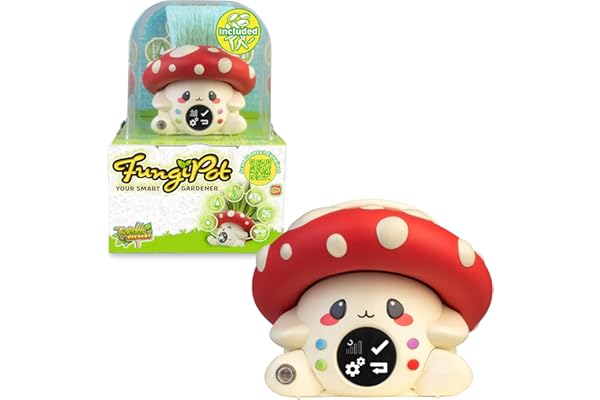 Garden Keepers - FungiPot, Maceta Inteligente, Mascota Digital Interactiva para Cuidar Plantas, Sensores de Humedad, Luz y Temperatura, Juegos Digitales, Incluye Sustrato y Semillas, Famosa (GAD00000)