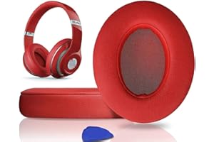 SoloWIT® Cuscinetti Auricolari Di Ricambio per Beats Studio 2 e Studio 3 Wired/Wireless Cuffia con morbida pelle proteina/memory foam/nastro adesivo forte - Rosso