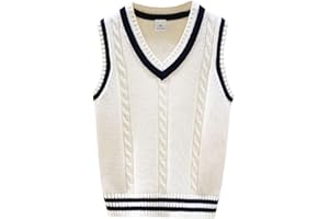 Yishengwan Boys Knitted Tank Top V Neck Sleevless Jumper Pullover School Uniform Sweater Vest for Children Girls 2-15 Y