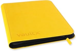 Vault X 9-Taschen-Trading-Kartenordner mit Reißverschluss, 360 Karten, Premium Exo-Tec-Albummaterial, 20 seitlich ladbare Seiten, Sammelordner für Sammelkartenspiele, Sportkarten, TCG (Gelb)
