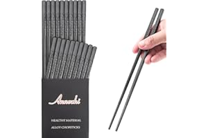 ‎ANNVCHI Annvchi EssStäbchen 10 Paar - Japanische Chopsticks Schwarz Stäbchen für Asiatisches Geschirr Stäbchen Spülmaschinenfest, Wiederverwendbar…
