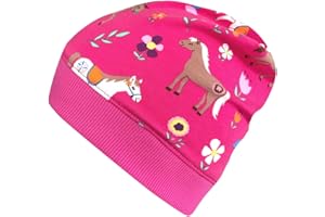 Wollhuhn ÖKO 20171116 - Berretto da ragazza, motivo: gufi, colore: rosa/rosa