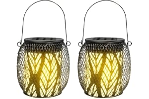 YAHAMOO Solarlampen für Außen, 2 Stück IP65 wasserdicht Hängend Solar Laternen Garten Dekoration Solarleuchten für Hof, Terrasse, Rasen, Tischplatte, Weg, Landschaft, Gartendekoration(Blätter)