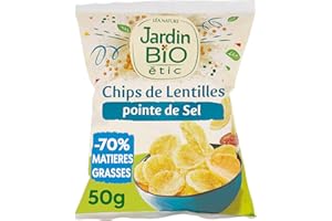 Jardin BiO étic - Chips de lentilles à la pointe de sel - bio - Salé - Certifié AB - Sachet de 50g
