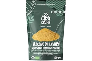 CIBO CRUDO CRUDO BIOLOGICO VEGAN Levure Nutritionnelle BIo en Flocons Bio et Premium - 100g. Levure Sans Gluten Alimentaire Dietetique. Levure Alimentaire Cru. Levure Maltée. Nutritional Yeast Flakes Organic.