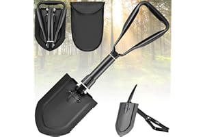 BELSVOR Pala Plegable Multifuncional Grande, Pala Plegable con múltiples Funciones, Pala Plegable con Bolsa de Almacenamiento, Pala de Camping para palear/cavar/Cortar/cepillar/aserrar Madera