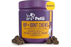 Petlii HIP and JOINT CHEWS - Dog Joint Supplements for the maintenance of Cartilage, Hips & Joints. Combines Glucosamine, Chondroitin and MSM in a convenient chew for Senior and Adult dogs - 120 Chews