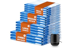 MONVANE Vacuum Compression Storage Bags for Clothes - 15 Pack Reusable Space Saver Bags with Wired Electric Air Pump for travel (3J + 4L+ 4M + 4S)