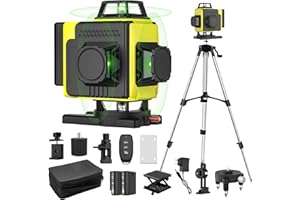 NUMNER Niveau Laser Autonivelant 360° X 4, Lazer Niveaux Chantier 4d 16 Lignes Laser, Mode Impulsion ExtéRieur, 2 X Batterie,Nivellement Automatique, Support Rotatif, TéLéCommande (Avec trépied)