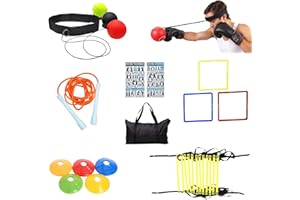 Beat-Fit Kit Boxeo Hombre Cuerda Saltar, Conos Entrenamiento, Boxeo en casa, Deporte en casa, Bola Boxeo, Entrenamiento Boxeo, Reflex Ball, Aros psicomotricidad, Escalera de Agilidad