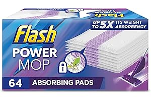 Flash Power Mop Absorbing Pad Refills, White, 64 Count