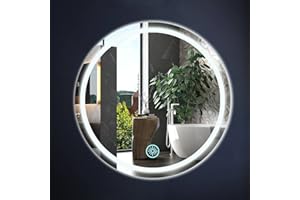 NOYHHAV Espejo Pared Espejo Redondo baño Espejos Decorativos de Pared Espejo con luz Interruptor táctil LED de luz Tricolor Redondo 50CM