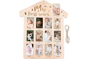 DASHIELL Porta Foto Primo Anno Cornice 12 Mesi Per Neonati, Tavola In Legno Multipla Per Bambini Da 0 A 12 Mesi