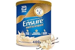 ‎ENSURE Ensure NutriVigor Vanille Shake – 1 x 400 g – Nahrungsergänzungsmittel mit CaHMB, Proteinen und 27 Vitaminen und Mineralstoffen – Für eine gesunde, ausgewogene Ernährung
