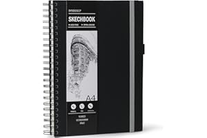 INYEEXUP Sketchbook A4, Spiral Bound Sketchbook with Hard Cover, 200gsm Thick Paper, A4 Thick Paper, Sketch Pad for Sketching, Illustration, Portrait，60 Sheets/120 Pages