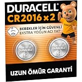 DURACELL CR 2016 Lityum D&uuml;ğme Pil (2&rsquo;li Paket) &ndash; 3V (CR2016) | Uzun Kullanım &Ouml;mr&uuml; Garantisi - Bebek G&uuml;venlik Teknolojisi - An