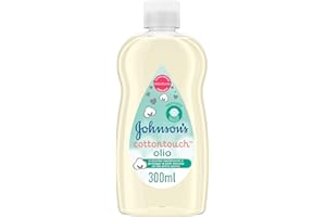 Johnson's Baby Olio Cottontouch, Olio corpo idratante per pelli sensibili e delicate, Olio neonato con vero cotone per il massaggio quotidiano, Olio Johnson's Baby Oil per bambini e adulti, 300 ml