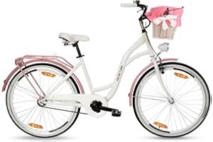 ‎GOETZE Goetze Style 26 Zoll Damen Citybike, 17 Zoll Rahmen, Tiefeinsteiger, 1-Gang, Rücktrittbremse, LED-Beleuchtung, Gepäckträger, Komfortsattel, Schutzbleche, Hollandrad mit Korb & Einsatz!