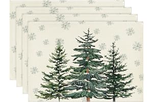 Artoid Mode Set di 4 tovagliette natalizie a forma di fiocchi di neve, 30 x 45 cm, per vacanze, inverno, banchetto, lavabili, per cucina, feste, decorazione