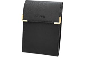 Charmoni - étui Pochette Porte chéquier Longue Pliant - Talon à Gauche - 3 emplacements Carte bancaire - 3 Plis - Compact - en Cuir Vachette - 10,5 cm X 14,5 cm (ZSF Noir)