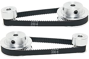 SHCEEC 2PCS Set 2GT Aluminum Timing Pulley 20&48 Teeth 5mm Bore Synchronous Wheel with 2PCS Length 200mm Width 6mm Belt (20-48T-5B-6)