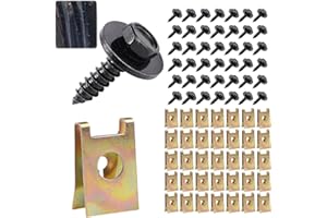 AETHERAURORA 100 Stück Karosserieschrauben, 50 Sätze Blechmutter Schraube Mutter Clip Kit, U-Typ Blechmuttern, Schnappmutter, Haltbarkeit, Ideal für Stoßstangen,Kotflügeln,Motorabdeckungen und Spritzschutzblechen
