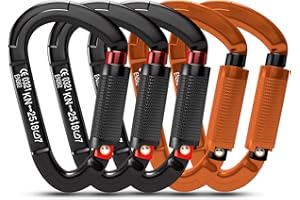 RIGINADO Karabiner Klettern Kletterausrüstung,3 Stück UIAA-Zertifiziert 25KN Auto Locking Kletterkarabiner Clips für Hängematten, Schaukel, Locking Hundele