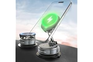 ASTRIVA 15W Magnetische KFZ Handyhalterung mit Ladefunktion & Kabellosem Schnellladegerät, Autohalterung 360° Drehbar & Faltbar, Vakuum-Saugnapf, Kompatibel mit iPhone & Samsung, fürs Armaturenbrett (Blau 02)