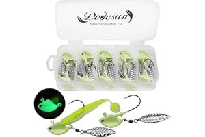 Dovesun Fishing Jig Heads Underspin Jig Heads with Willow Blade Glow/Green/Colorful/Red 3.5g 7g 10g 14g 10-15PCS