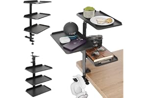 otuiaim Organizer biurkowy z zaciskiem - półka z 3 regulowanymi poziomami - elastyczny montaż nad lub pod biurkiem - DIY przechowywanie bez wiercenia na akcesoria i materiały