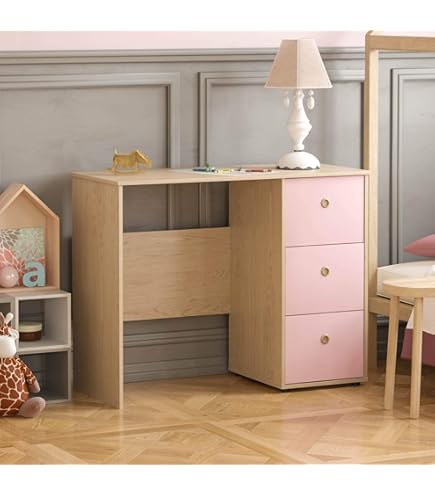 Bureau Enfant En Bois Avec 5 Compartiments, Table D’étude Avec Hauteur Raisonnable 62 Cm,charge - 6