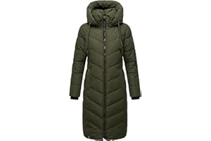 Navahoo Damen Wintermantel Warmer Langer Steppmantel mit Abnehmbarer Kapuze Sahnekatzii XIV XS-6XL