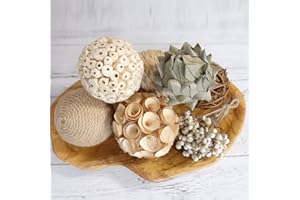 CIR OASES 6pcs 3.5inch Woven Wicker Rattan Balls Decorative Ball Twig Orbs Green Orbs Vase Bowl Filler for Tabletop Decoration (Brown) …