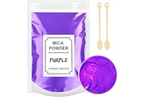 FANKOO Epoxidharz Farbe 120g, Mica Pulver Natur Metallic Epoxidharz Pigment Seifenfarbe Set für Epoxidharz, Kerzenherstellung, Seifenherstellung, Badebombe, Make-up, Wachsschmelzen, Schleim (Lila)