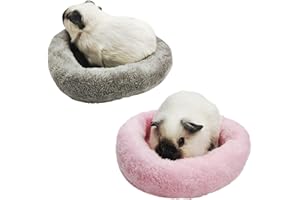 bangminda 2 Stück Kleintier Plüschbett Warme Flauschige Plüschbett für Kleine Tiere Kleintierkuschelbett für Hamster Meerschweinchen Igelkäfig Hamster Plüschnest Meerschweinchen Zubehör (Grau/Pink)