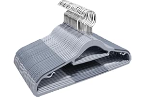 ABHENG 30 Stück Kleiderbügel, Rutschfester Kunststoffbügel, Platzsparender Bügel, 360° Drehbarer Haken, Dicke 0,5 cm, 42 cm lang, für Mäntel, Kleider, Hemden, Grau + Silber, APY0330G