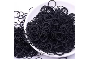 FAVELABLE Mini Nero Elastici Gomma Elastici piccoli Morbidi per Bambini Capelli, 1000 Pezzi Treccine Capelli, Acconciatura da Sposa e Fai da te,Nero