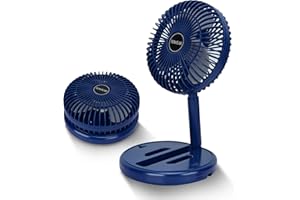 TOWEAR Ventilador de Sobremesa, 6000mAh Ventilador de Mesa Plegable Silencioso Portatil USB Recargable, 3 Velocidades para Hogar Oficina Viajes (azul)
