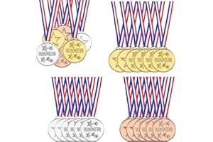 PYEUIFT Médaille Sport Enfant, 18Pièces Medailles Olympiades d'or Médaille d'argent Médaille d'Bronze avec Rubans Olympic Medals pour Enfants décorations de fête et récompenses Sportives