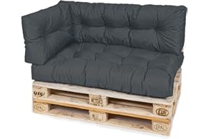 ‎TEXDEKO TexDeko® Garden Palettenkissen 120x80x18cm wasserabweisend UV - beständig In- & Outdoor Premium Sitzkissen gesteppt Palettenauflage für Europaletten (3-TLG Set, Anthrazit)