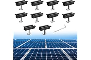 Anbte Solarpanel Halterung 10 Stück Photovoltaik Solarmodul Mittelklemme 70MM uas Aluminiumlegierung für Modulhöhe 30-42mm, Trapezblech PV Modulklemmen Set inkl. Schrauben und Nutensteine (Schwarz)