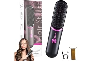YipuVR Go Brush Pro, Portable Hair Straighteners, 2 in 1 Heated Hair Brush, 30s Fast Heating Cordless Hair Straighteners, 3 Adjustable Temperature, Anti Scald for All Hair Types