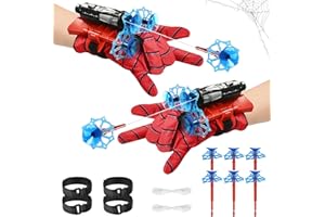 HWJPDMBD Spider Web Shooters for Kids, 2 Pcs Launcher Wrist Toys Set, Hero Launcher Glove, Spider Web Shooter with 6 Suction Cup Darts, for 3-12 Year Old Boys Girls Costume Cosplay Gift