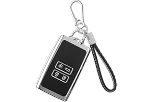 SDHIIOLP Étui Carte Compatible Renault Dacia Clio Megane Espace 5 Kadjar Arkana Coque Clé Télécommande Coque de Protection pour clé de Voiture, Silicone TPU Étui pour Clés avec Porte clés 4 Boutons Argenté