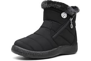 Hsyooes Winterstiefel Damen Wasserdicht Winterschuhe Warm Stiefeletten Winter Schneestiefe Gefüttert Kurzschaft Stiefel Rutschfeste Schlupfstiefel Boots Flach