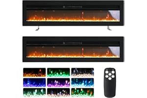 INMOZATA 127cm Electric Fire Recessed Wall Mounted Freestanding Electric Fireplace with Realistic LED Flame Effect, Adjustable Thermostat, Overheat Protection, 900W&1800W (127 cm/50 inch, Black)