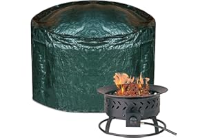 FLATRO Fire Pit Cover Round Waterproof Fabric Outdoor Firepit Cover Heavy Duty UV Resistant (84 x 50 x 0.5 CM), Patio Fire Table Cover Gas Fire Pit Accessories Fade & Weather Resistant