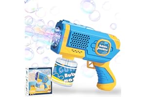 VIGODAY Bubble Machine for Kids and Babies, Bubble Gun for Kids Toys, Bubble Machine with Light Gift Birthday Party Wedding Use for Outdoor Garden Bubble Toy (8-hole Blue)